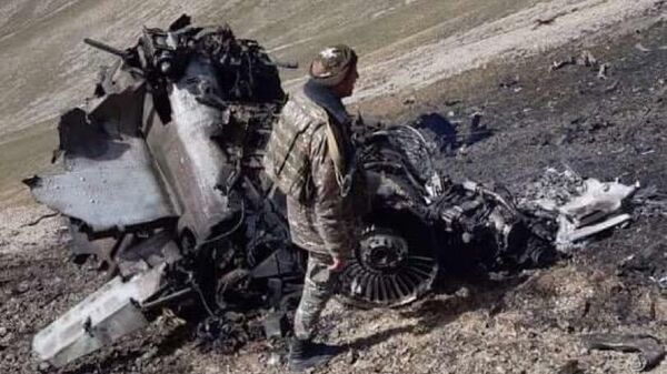 Фото сбитого истребителя Су-25 Армении
