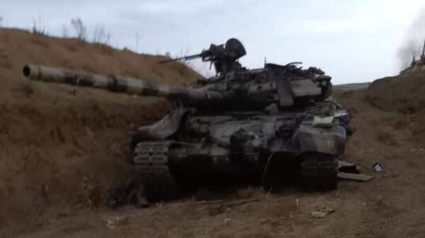Захваченный армянскими силами азербайджанский танк Т-90