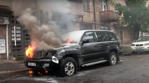 Последствия обстрела Степанакерта, Нагорный Карабах. Стоп-кадр видео