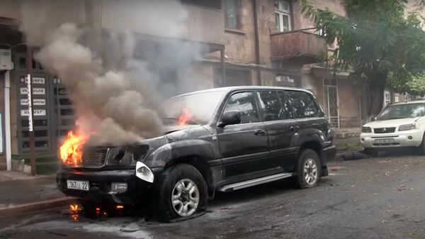Последствия обстрела Степанакерта, Нагорный Карабах. Стоп-кадр видео