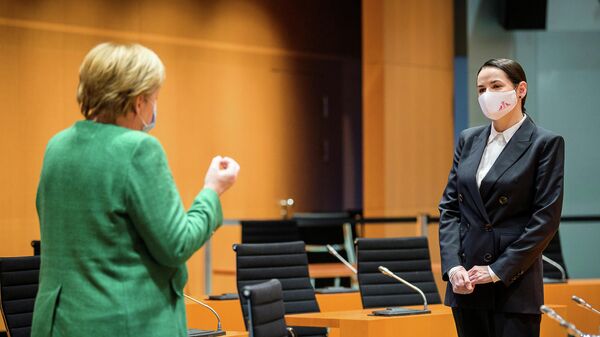 Ангела Меркель и Светлана Тихановская во время встречи в Берлине