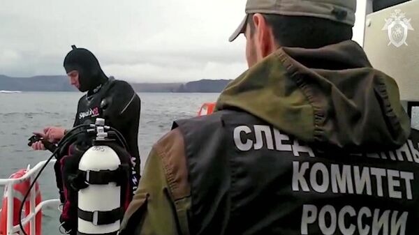 Сотрудники СК РФ в акватории Авачинского залива в Камчатском крае. Скриншот видео