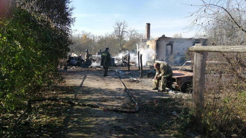 Ситуация в деревне Шелемишевские Хутора в Рязанской области, пострадавшей в результате пожара на военных складах - РИА Новости, 1920, 09.10.2020