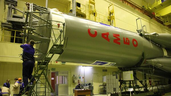 Ракета Союз-2.1а, украшенная символикой самбо