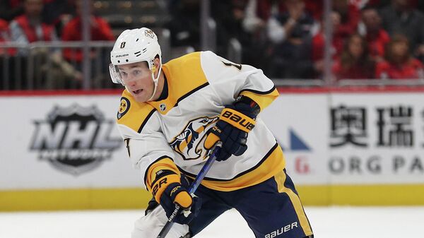 WASHINGTON, DC - JANUARY 29: Kyle Turris #8 of the Nashville Predators skates against the Washington Capitals during the third period at Capital One Arena on January 29, 2020 in Washington, DC.   Patrick Smith/Getty Images/AFP