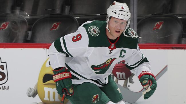 NEWARK, NEW JERSEY - NOVEMBER 26: Mikko Koivu #9 of the Minnesota Wild skates in warm-ups prior to the game against the New Jersey Devils at the Prudential Center on November 26, 2019 in Newark, New Jersey.   Bruce Bennett/Getty Images/AFP