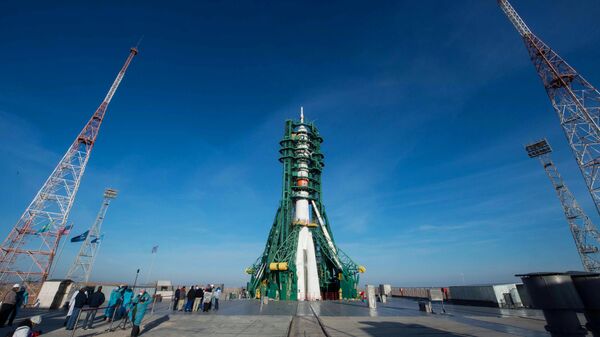 Ракета-носитель Союз-2.1а с транспортным пилотируемым кораблем Союз МС-17 во время запуска со стартовой площадки №31 космодрома Байконур