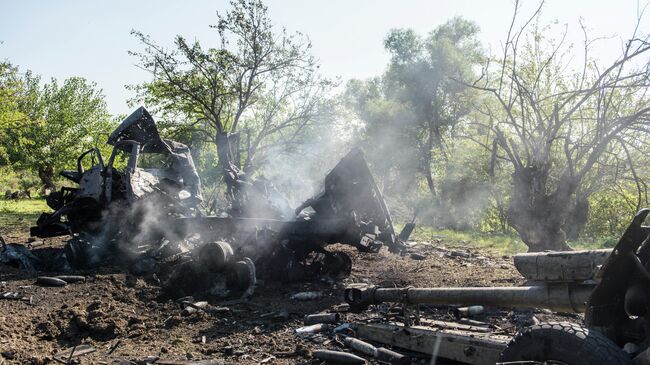 Разбитая военная техника армии обороны Нагорного Карабаха в районе Гадрута