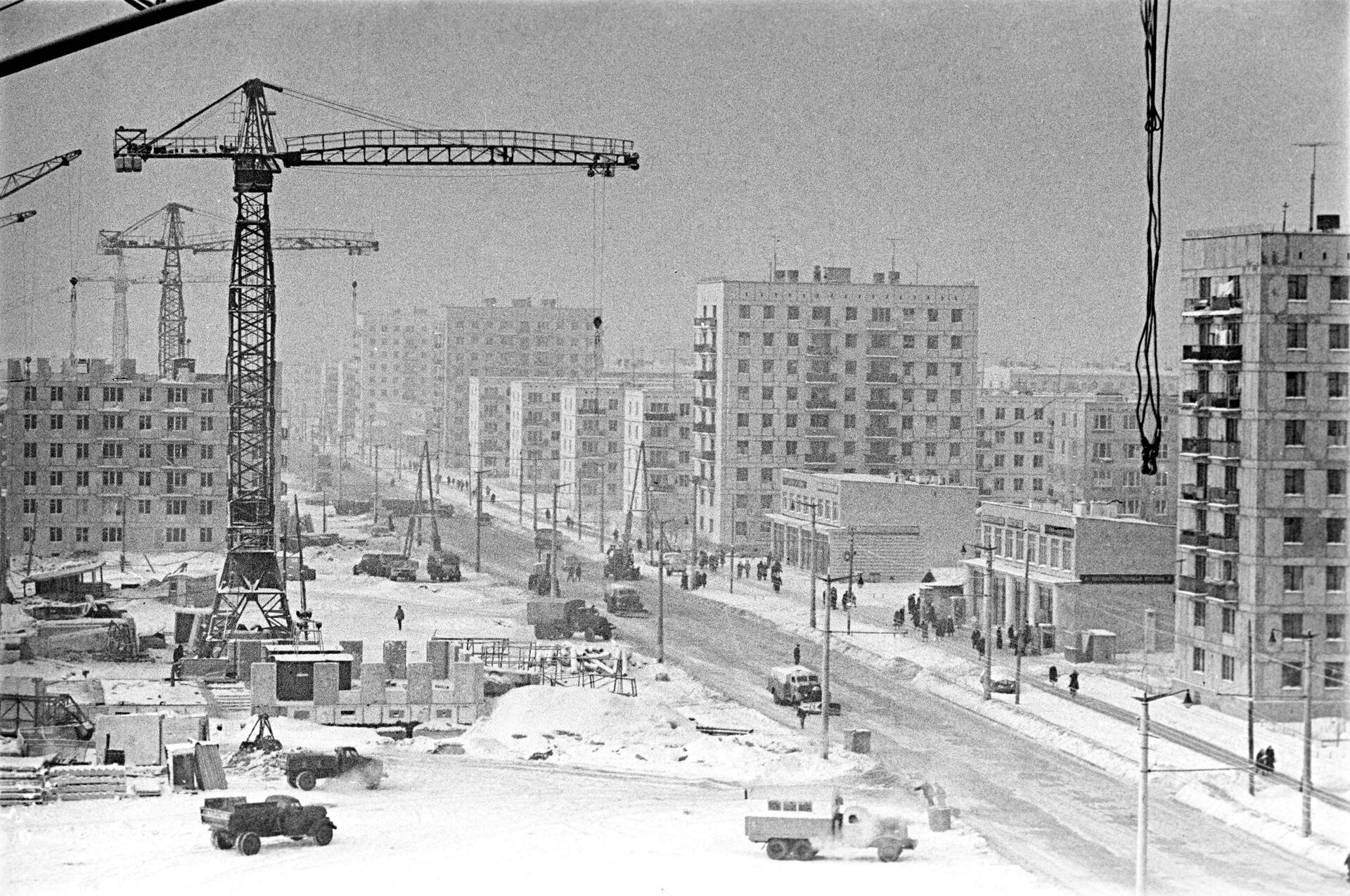 Строительство нового жилого микрорайона в Ждановском (сейчас Таганском) районе Москвы. - РИА Новости, 1920, 23.10.2020