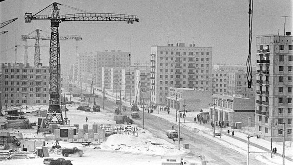Строительство нового жилого микрорайона в Ждановском (сейчас Таганском) районе Москвы.