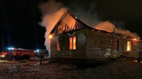 Пожар в частном доме в селе Крест-Кытыл, Якутия