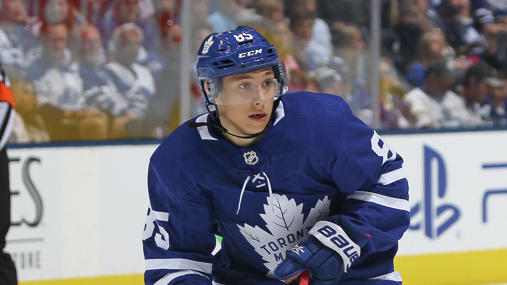 TORONTO,ON - SEPTEMBER 21: Semyon Der-Arguchintsev #85 of the Toronto Maple Leafs skates against the Buffalo Sabres during an NHL pre-season game at Scotiabank Arena on September 21, 2018 in Toronto, Ontario, Canada.   Claus Andersen/Getty Images/AFP - РИА Новости, 1920, 26.10.2020