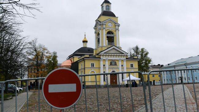 Спасо-Преображенский собор в Выборге, где проходит церемония прощания с депутатом горсовета Выборга, бизнесменом Александром Петровым