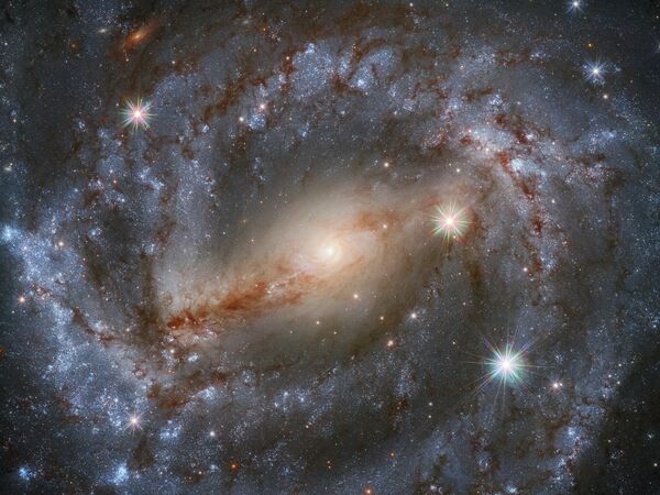 Спиральная галактика NGC 5643 с перемычкой (SBc) в созвездии Волка