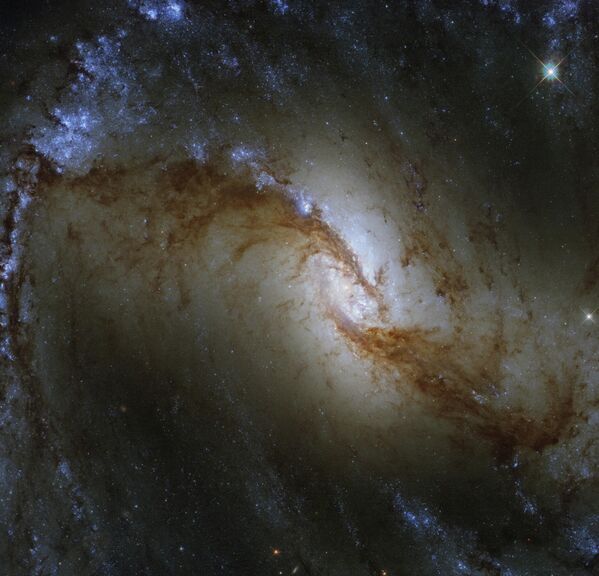 Спиральная галактика NGC 1365 в созвездии Печь снятая космическим телескопом Хаббл