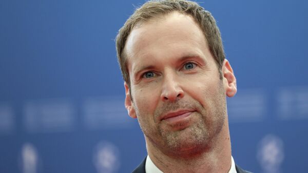 Technical and Performance Advisor of Chelsea and former Czech goalkeeper Petr Cech poses as he arrives prior to the UEFA Champions League football group stage draw ceremony in Monaco on August 29, 2019. (Photo by Valery HACHE / AFP)