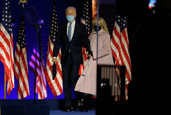 Кандидат в президенты США Джо Байден во время выступления в Уилмингтоне
