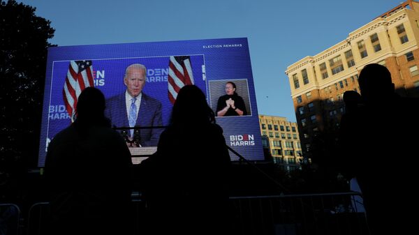 Трансляция выступления кандидата в президенты США Джо Байдена в Вашингтоне