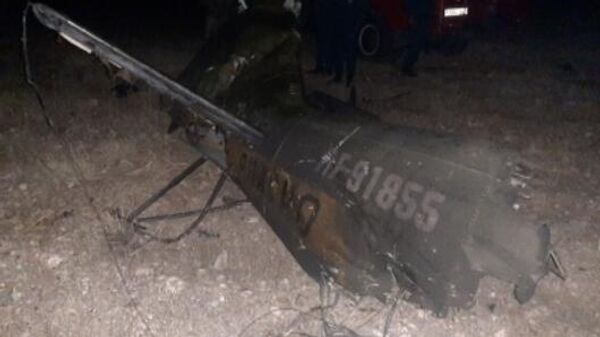 Обломки российского вертолета Ми-24, сбитого в воздушном пространстве над территорией Армении