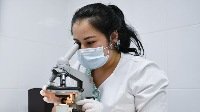 Врач-лаборант проводит исследование Врач-лаборант проводит исследование