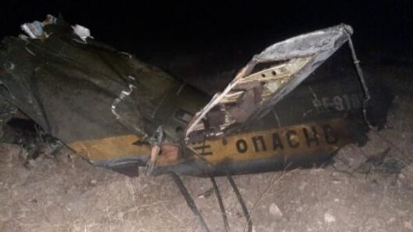 Обломки российского вертолета Ми-24, сбитого в воздушном пространстве над территорией Армении вне зоны боевых действий