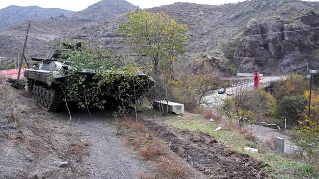 Боевая машина пехоты российских миротворцев в Нагорном Карабахе