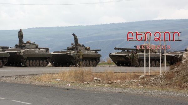 Боевые машины пехоты российских миротворцев в Нагорном Карабахе