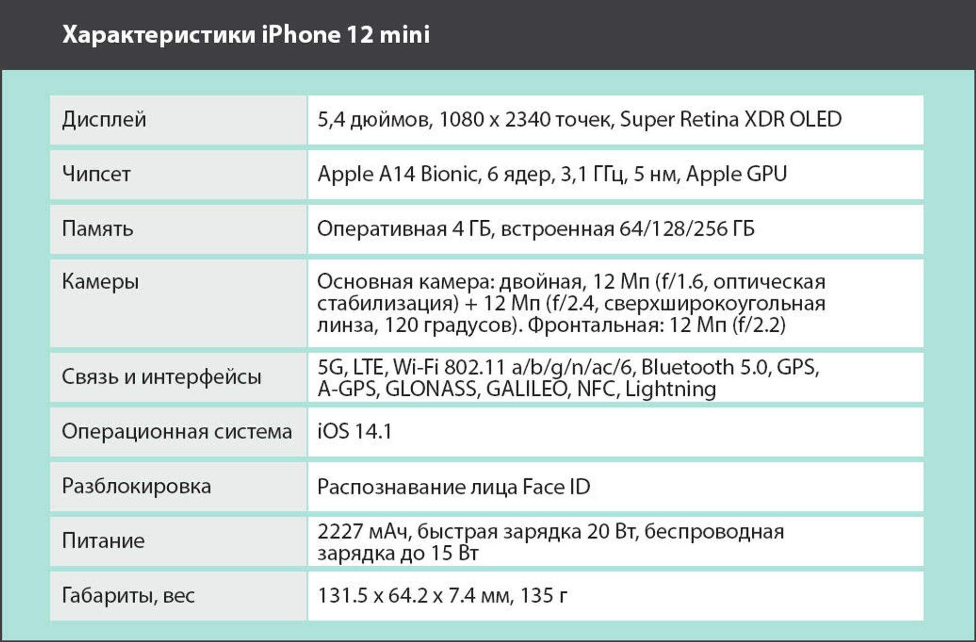 Характеристики iPhone 12 mini - РИА Новости, 1920, 16.11.2020