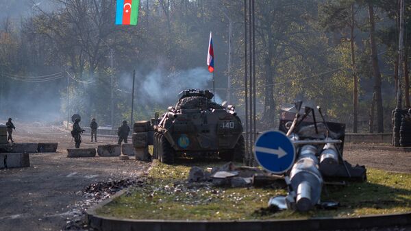 Блокпост российских миротворческих сил в Лачинском коридоре 