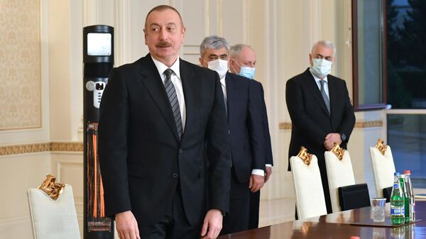 Президент Азербайджана Ильхам Алиев  встречает межведомственную делегацию РФ в президентском дворце в Баку