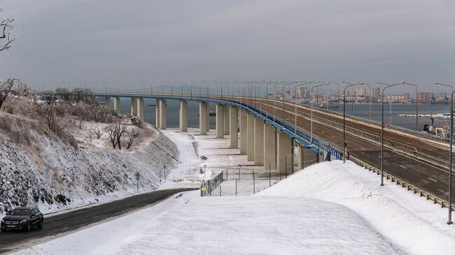 Мост на остров Русский во Владивостоке перекрыт из-за опасности падения льда