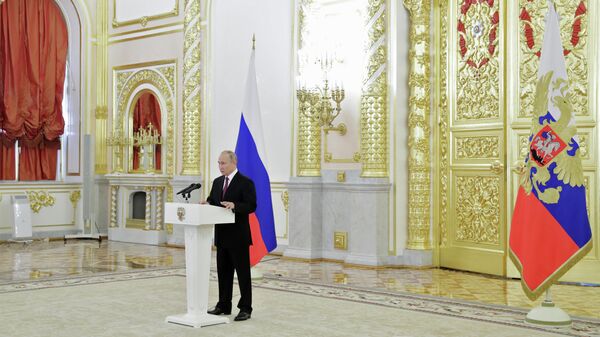  Президент РФ Владимир Путин на церемонии вручения верительных грамот чрезвычайными и полномочными послами 