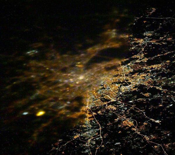 Вид на Москву с борта МКС 