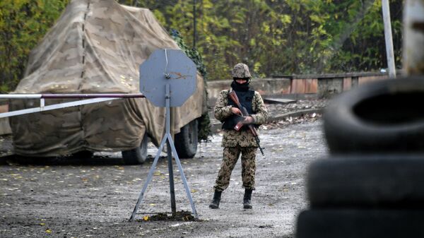 Блокпост азербайджанских вооруженных сил на въезде в город Шуша