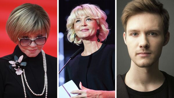 Актриса Вера Алентова, актриса и телеведущая Юлия Меньшова и актер Андрей Гордин Актриса Вера Алентова, актриса и телеведущая Юлия Меньшова и актер Андрей Гордин