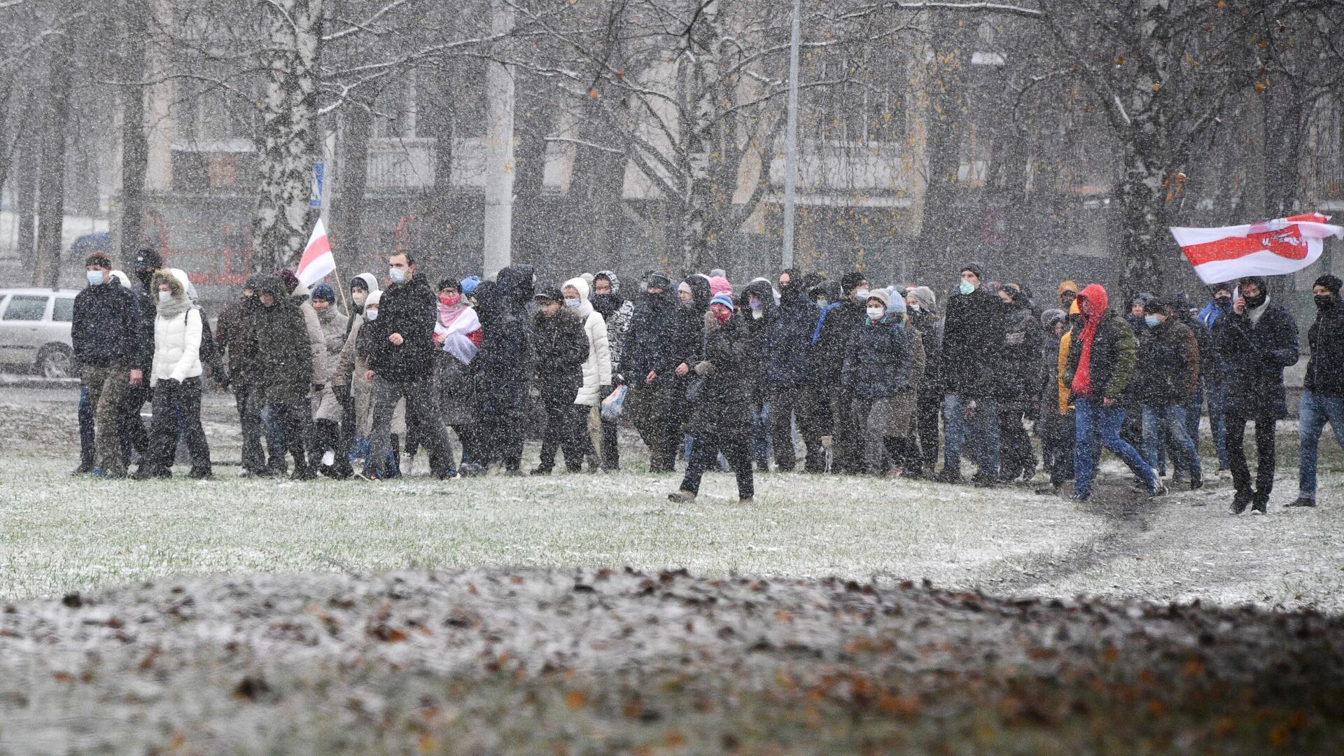 Участники несанкционированной акции протеста Марш соседей в Минске - РИА Новости, 1920, 29.11.2020