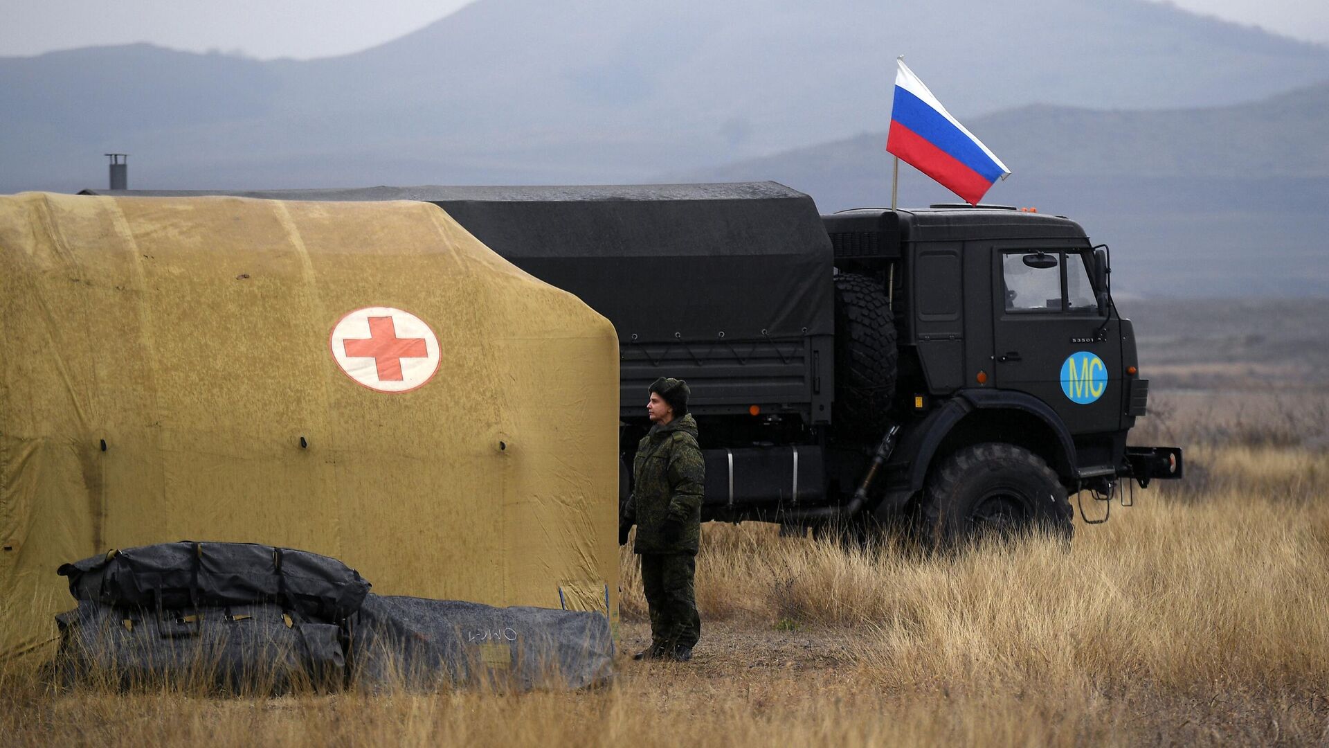 Развертывание российскими военными полевого госпиталя в Степанакерте - РИА Новости, 1920, 12.12.2020