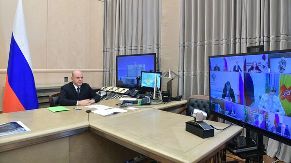 Председатель правительства РФ Михаил Мишустин проводит заседание Координационного совета при правительстве РФ по борьбе с коронавирусом 
