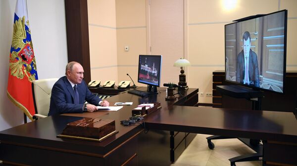 Президент РФ Владимир Путин во время встречи в режиме видеоконференции с Сергеем Куликовым