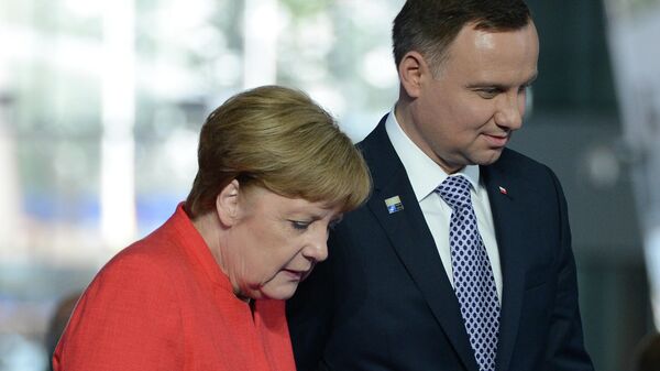 Президент Польши Анджей Дуда и федеральный канцлер ФРГ Ангела Меркель
