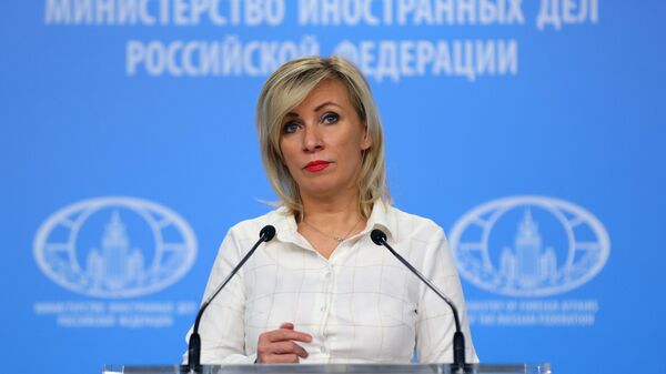 Официальный представитель Министерства иностранных дел РФ Мария Захарова во время брифинга в Москве