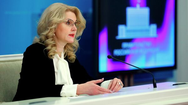 Заместитель председателя правительства РФ Татьяна Голикова во время брифинга в Доме правительства РФ