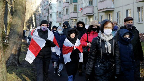 Участники несанкционированной акции протеста в Минске