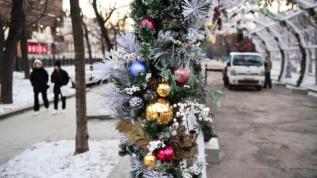 Новогодние украшения на Тверском бульваре в Москве