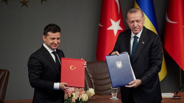 Президент Украины Владимир Зеленский и президент Турции Реджеп Тайип Эрдоган во время встречи в Турции 