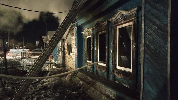 Пожар в пгт Алексеевское Алексеевского микрорайона Татарстана