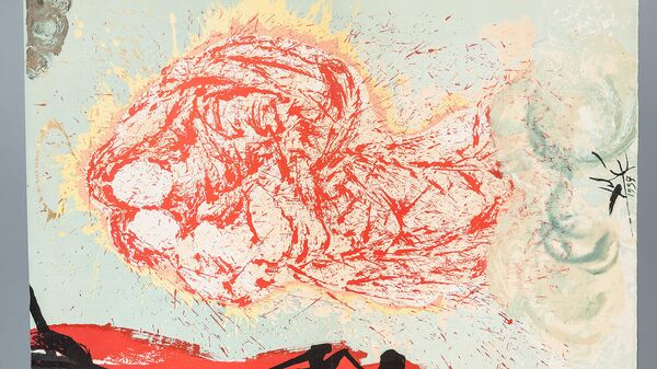 Сальвадор Дали. Гала, моя Сикстинская мадонна. Иллюстрация к роману Дон Кихот. 1957.
Бумага, цветная литография