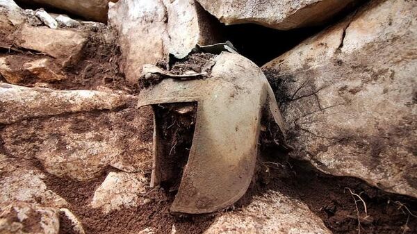 Иллирийский шлем, обнаруженный во время археологических работ в Южной Далмации, Хорватия