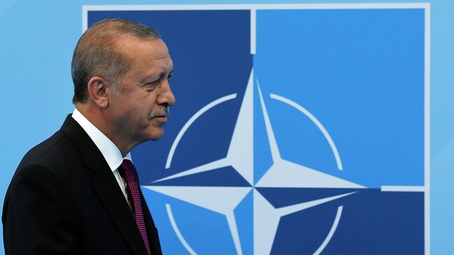Президент Турции Реджеп Тайип Эрдоган на саммите НАТО в Брюсселе
