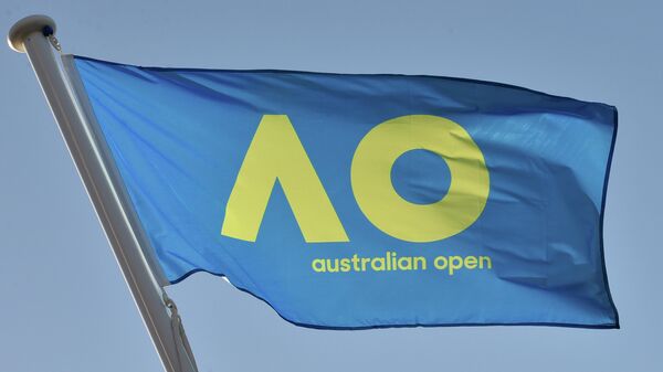 Флаг с логотипом Открытого чемпионата Австралии по теннису